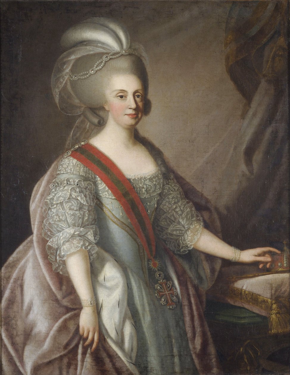 Reine Marie I de Portugal, dite la Pieuse (ou la Folle) - Rainha Maria I de Portugal (1734-1816), por Troni, Giuseppe (1739-1810). Óleo sobre tela de Giuseppe Troni