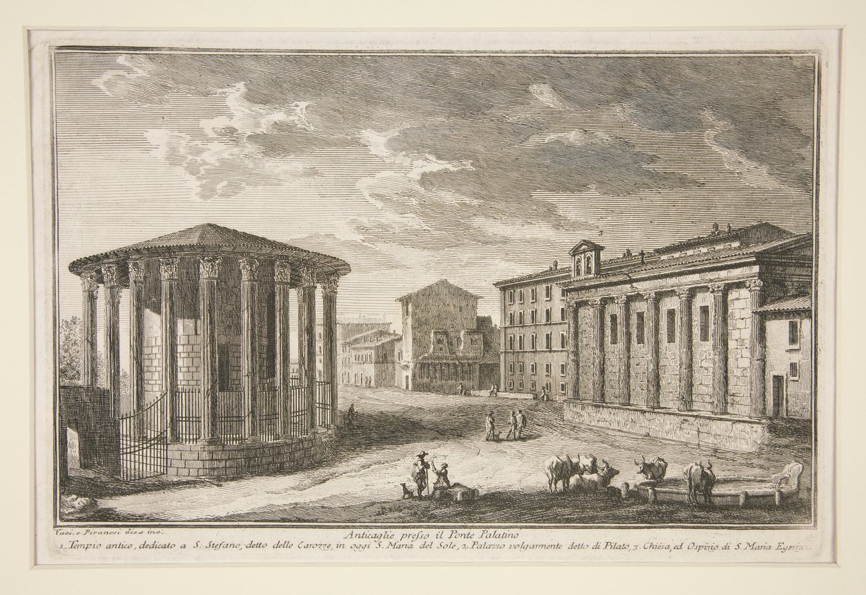 Ruínas perto da Ponte Palatino (Ruínas perto da Ponte Palatine) de Giuseppe Vasi