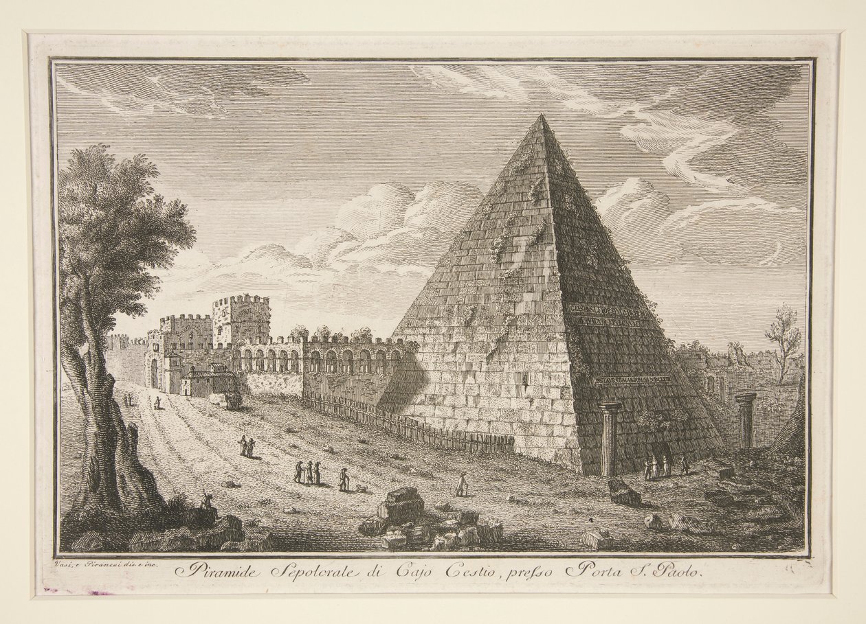 Pirâmide de Gaio Cestius, perto da Porta de São Paulo (Pirâmide de Gaio Cestius) de Giuseppe Vasi
