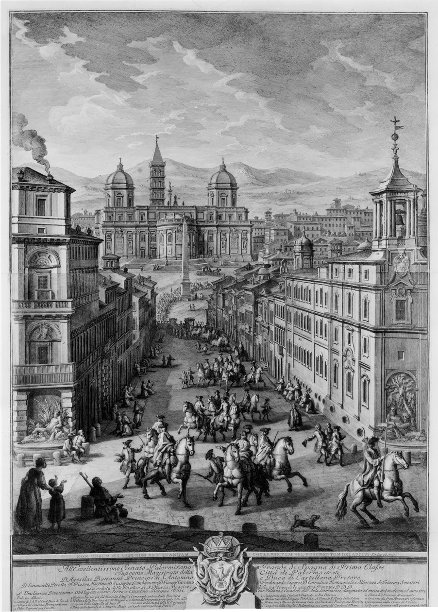 Santa Maria Maggiore vista da Piazza delle Quattro Fontane de Giuseppe Vasi