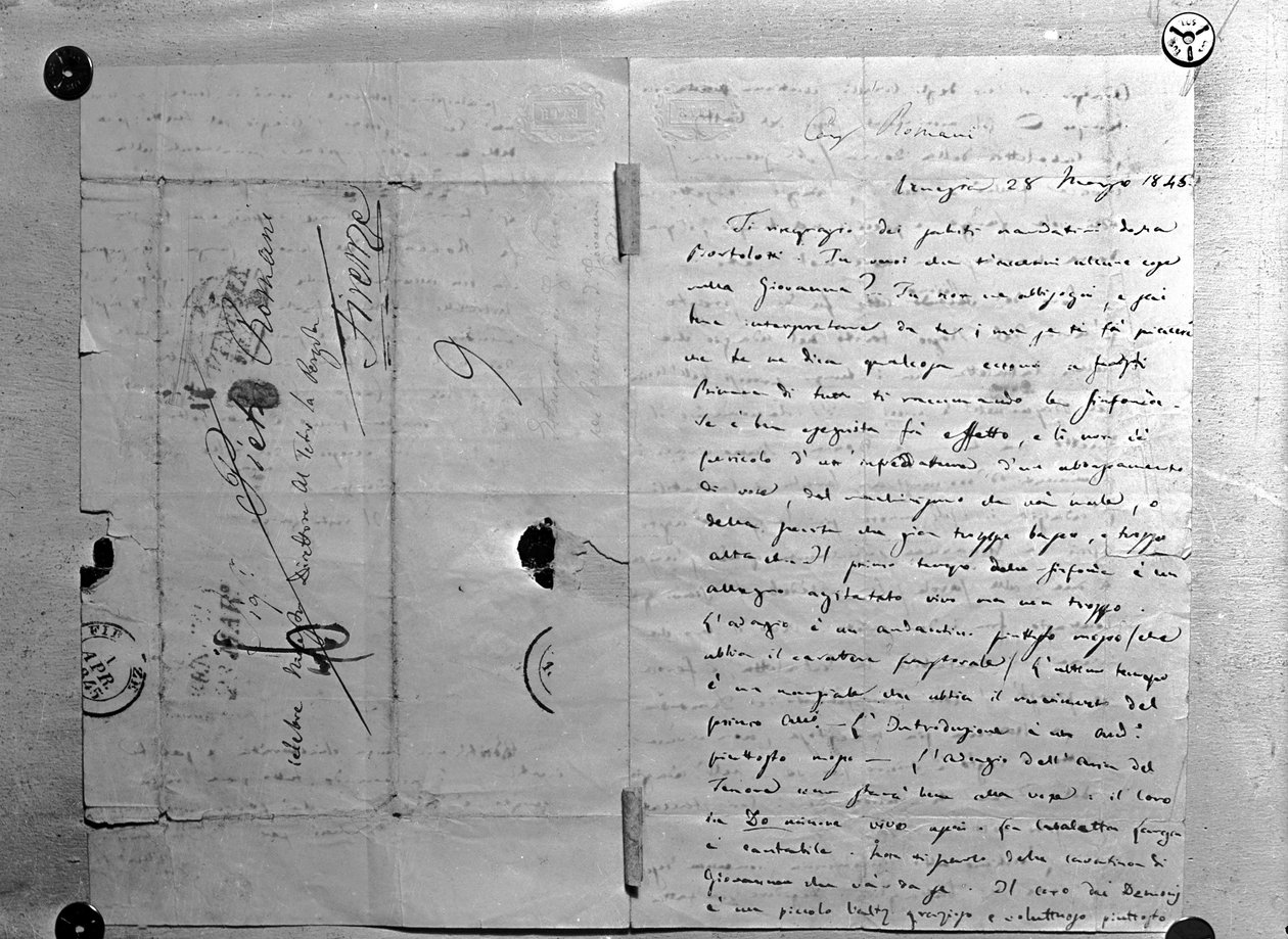 Correspondência escrita por Giuseppe Verdi de Giuseppe Verdi