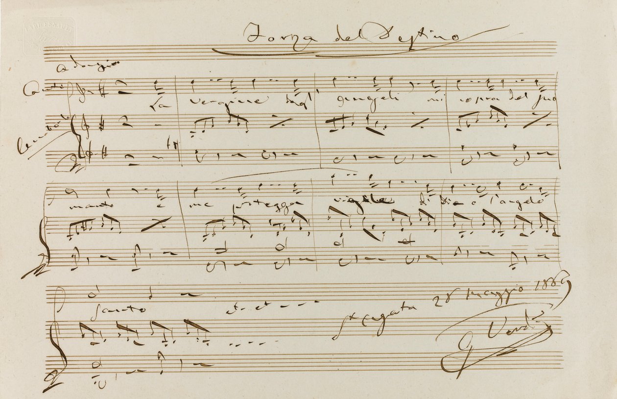 Citação musical de La forza del destino, St Agata, 28 de maio de 1869, 1869. de Giuseppe Verdi