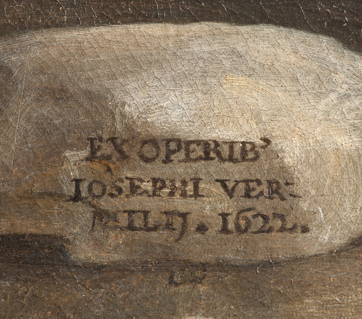 Assinatura do Artista, Natividade, detalhe, 1622 de Giuseppe Vermiglio