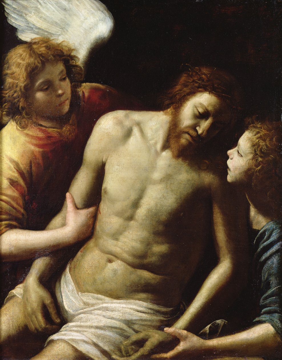 O Cristo morto apoiado por dois anjos, c. 1628 de Giuseppe Vermiglio