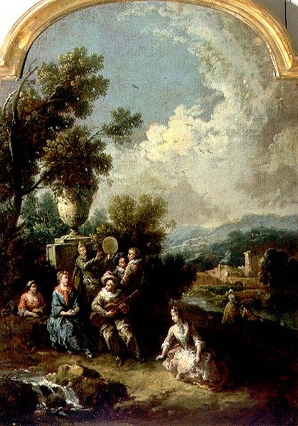 Um concerto ao ar livre (óleo sobre tela) de Giuseppe Zais