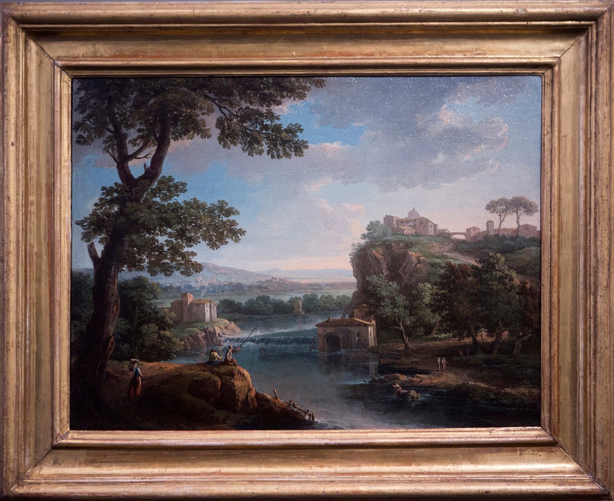 Vista do rio com pescador (óleo sobre tela) de Giuseppe Zais