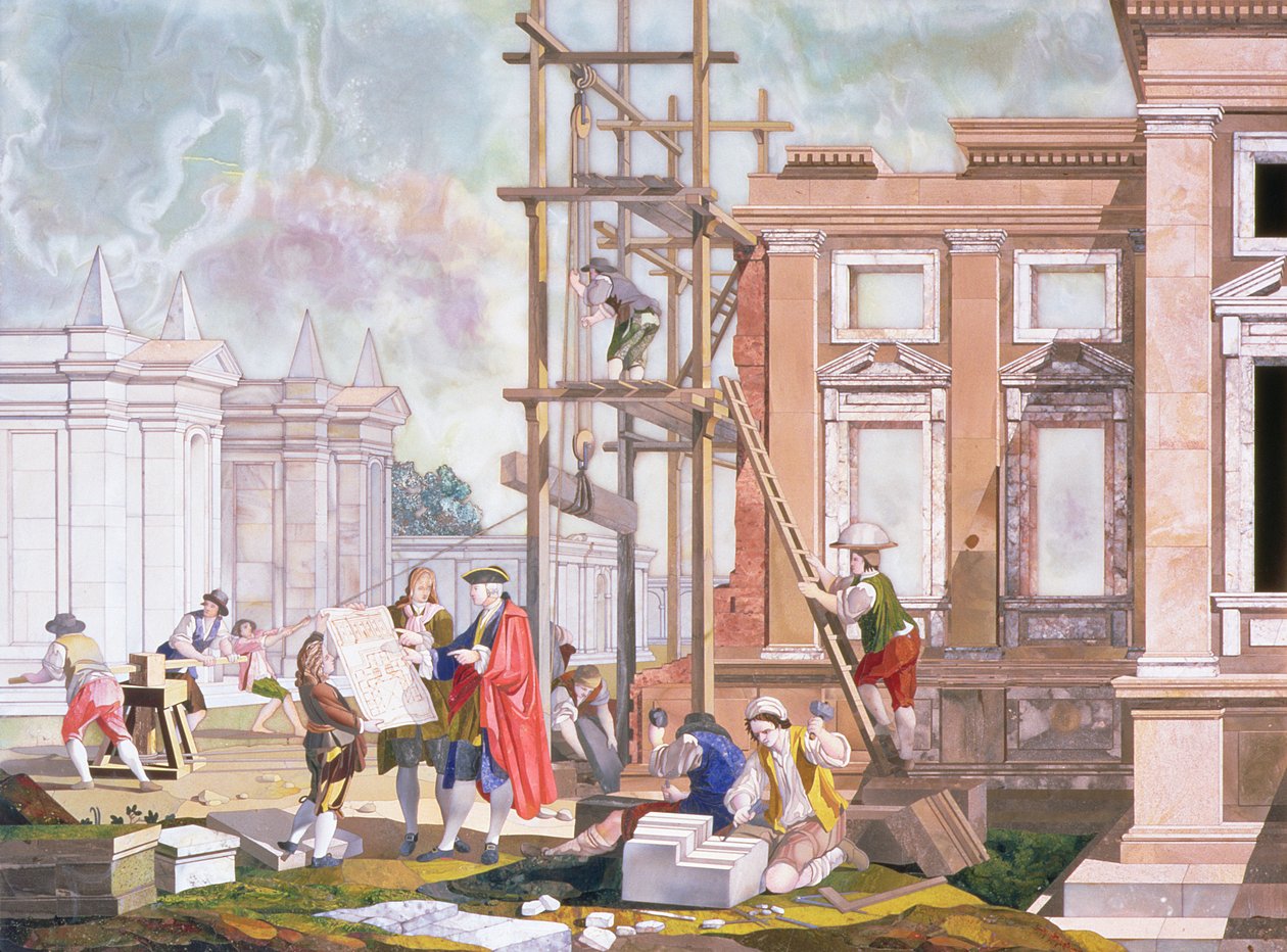 Arquitetura, de uma série de quatro ilustrando as Belas Artes, c.1780 de Giuseppe Zocchi
