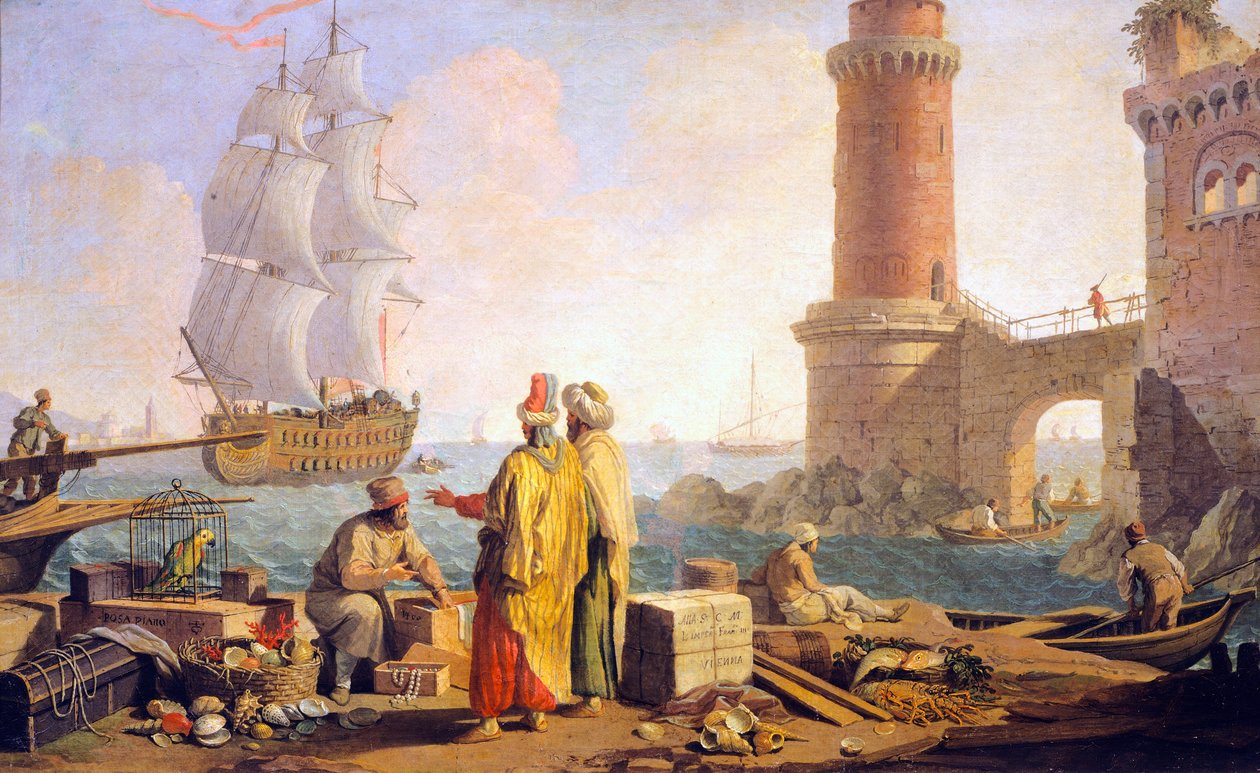 Vista do porto de Livorno de Giuseppe Zocchi