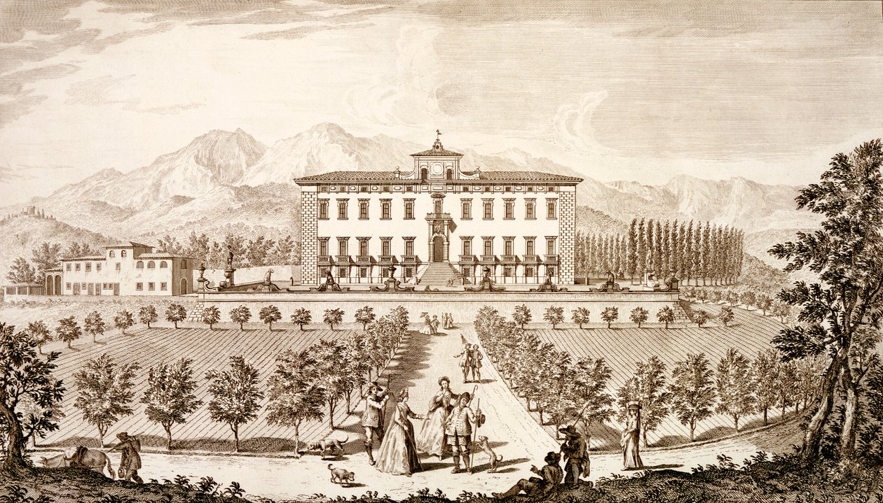 Vista da Villa del Barone, de "Views of Tuscany", de Giuseppe Bouchard, publicado entre 1744 e 1757 de Giuseppe Zocchi
