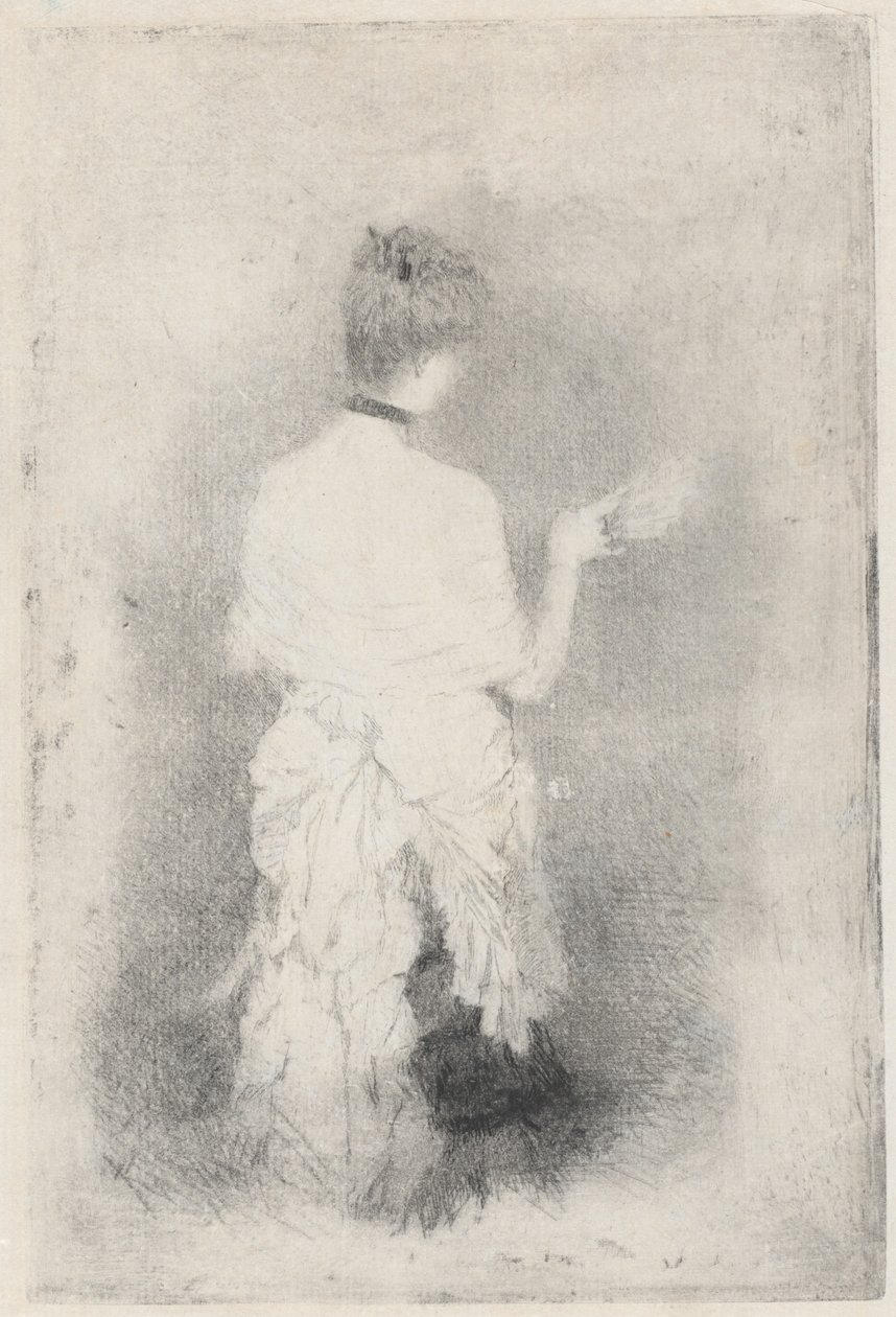 Mulher jovem e elegante vista por trás de Giuseppe de Nittis