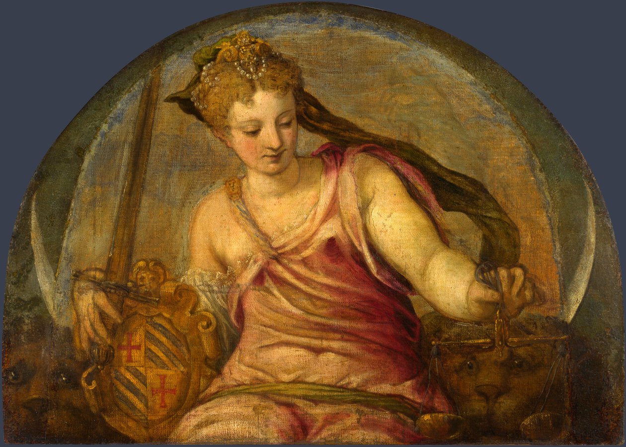 "Justice" Allegory Peinture de Giuseppe Salviati (1520-1575) - ca 1559 - Óleo sobre tela Dim 90,2x125,1 cm Galeria Nacional de Londres de Giuseppe della Porta Salviati