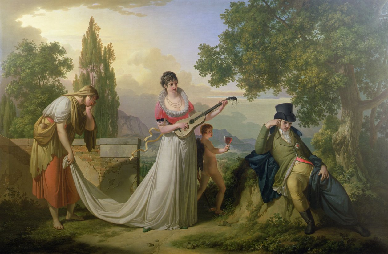 Uma cena alegórica romântica de Giuseppe or Josef Grassi