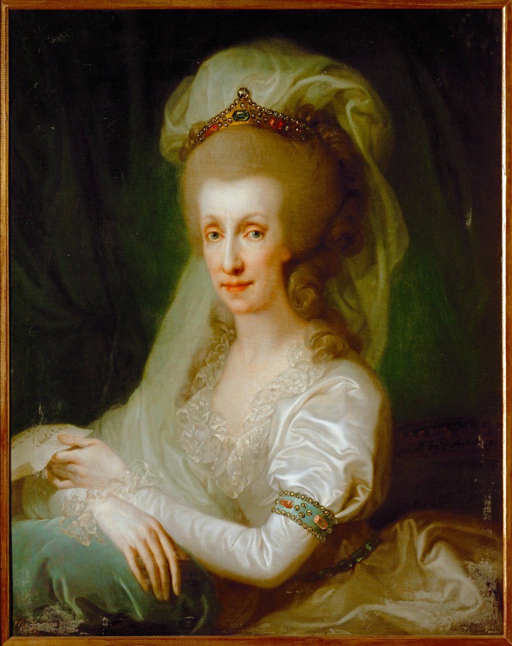 A imperatriz Maria Ludovica, filha do rei Carlos III de Nápoles e da Sicília, esposa do arquiduque e depois imperador Leopoldo II (pintura sobre tela) de Giuseppe or Josef Grassi