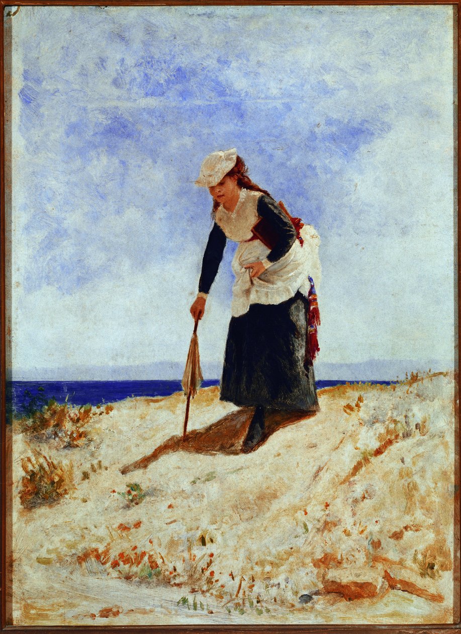 A Woman on the Sand (óleo sobre tela de Giuseppe or Joseph de Nittis