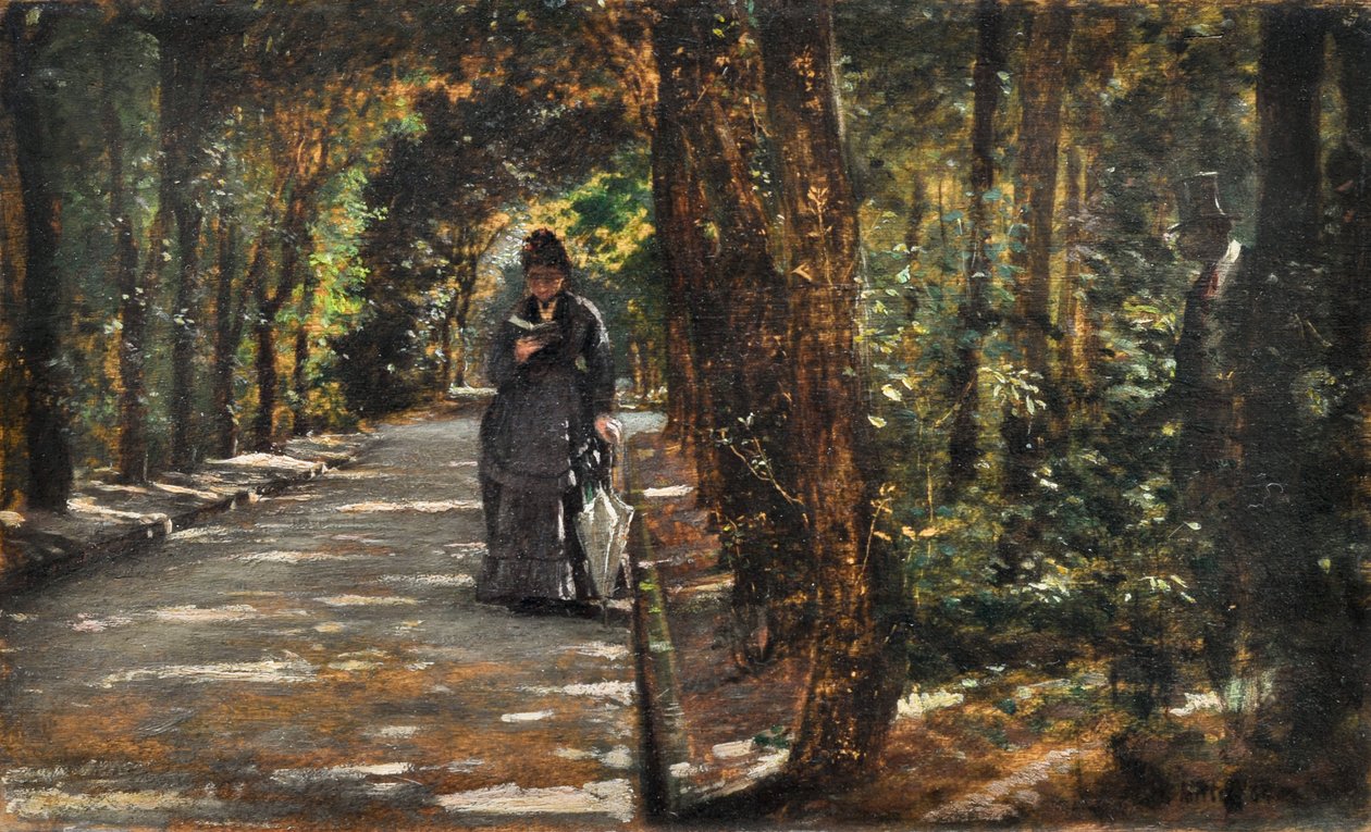 Marcação de encontro na floresta de Portici de Giuseppe or Joseph de Nittis