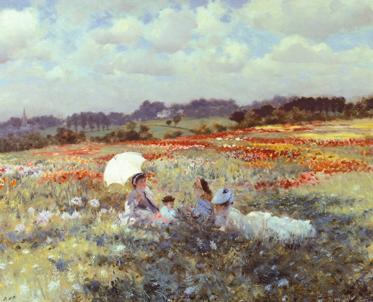 Campos perto de Londres, por Giuseppe de Nittis (1846-1884). de Giuseppe or Joseph de Nittis