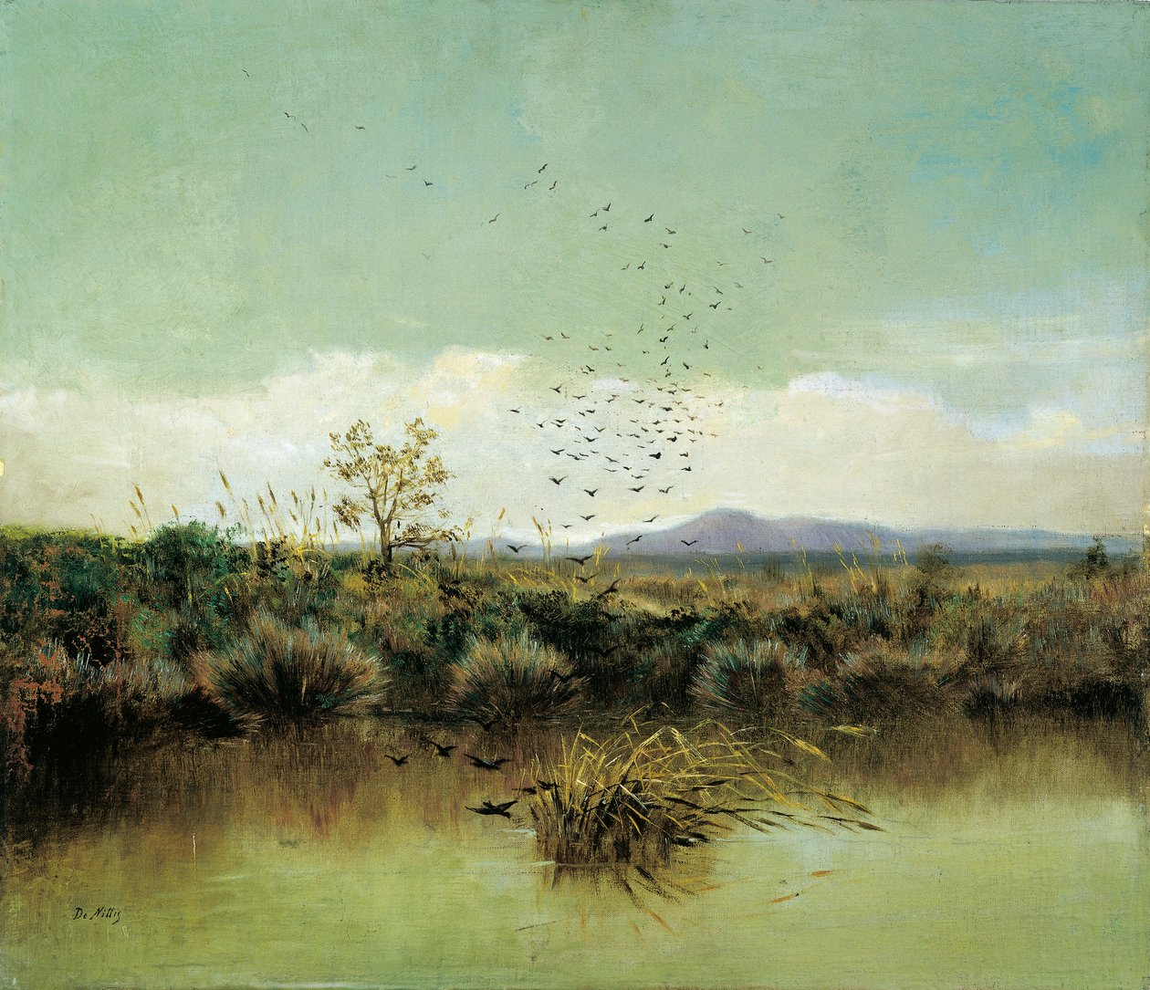 Em bancos de Ofanto, de Giuseppe de Nittis (1846-1884), óleo sobre tela, 50x58 cm de Giuseppe or Joseph de Nittis