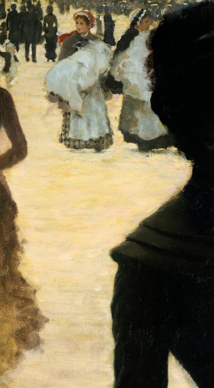 Regresso do Bois de Boulogne, Lady with a Dog, de Giuseppe de Nittis, detalhe de Giuseppe or Joseph de Nittis