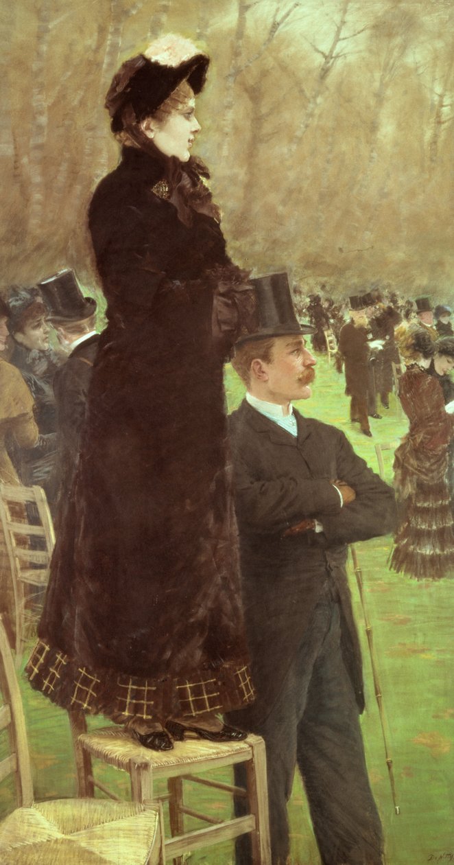 As Corridas em Auteuil, Paris (óleo sobre tela) de Giuseppe or Joseph de Nittis