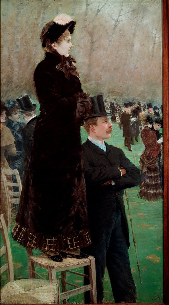 As corridas no Bois de Boulogne Spectators assistindo corridas de cavalos de Giuseppe or Joseph de Nittis