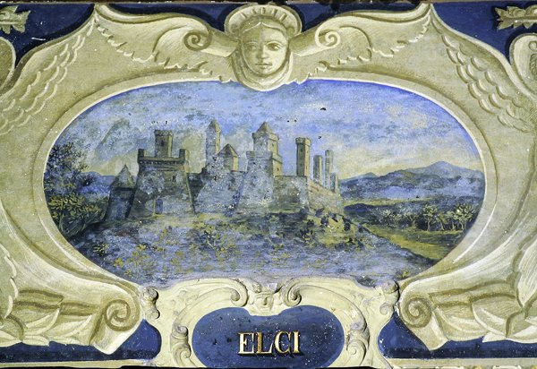 Elci, de uma série de cartuchos com imagens das residências de Conte Pannochieschi d