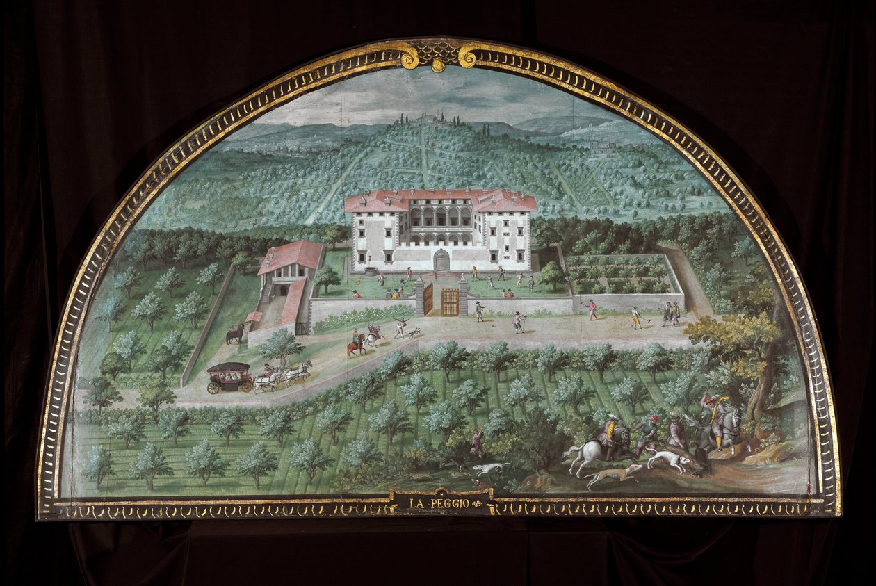 Vista da Villa La Peggio perto de Florença, Itália (Tempera de Giusto Utens
