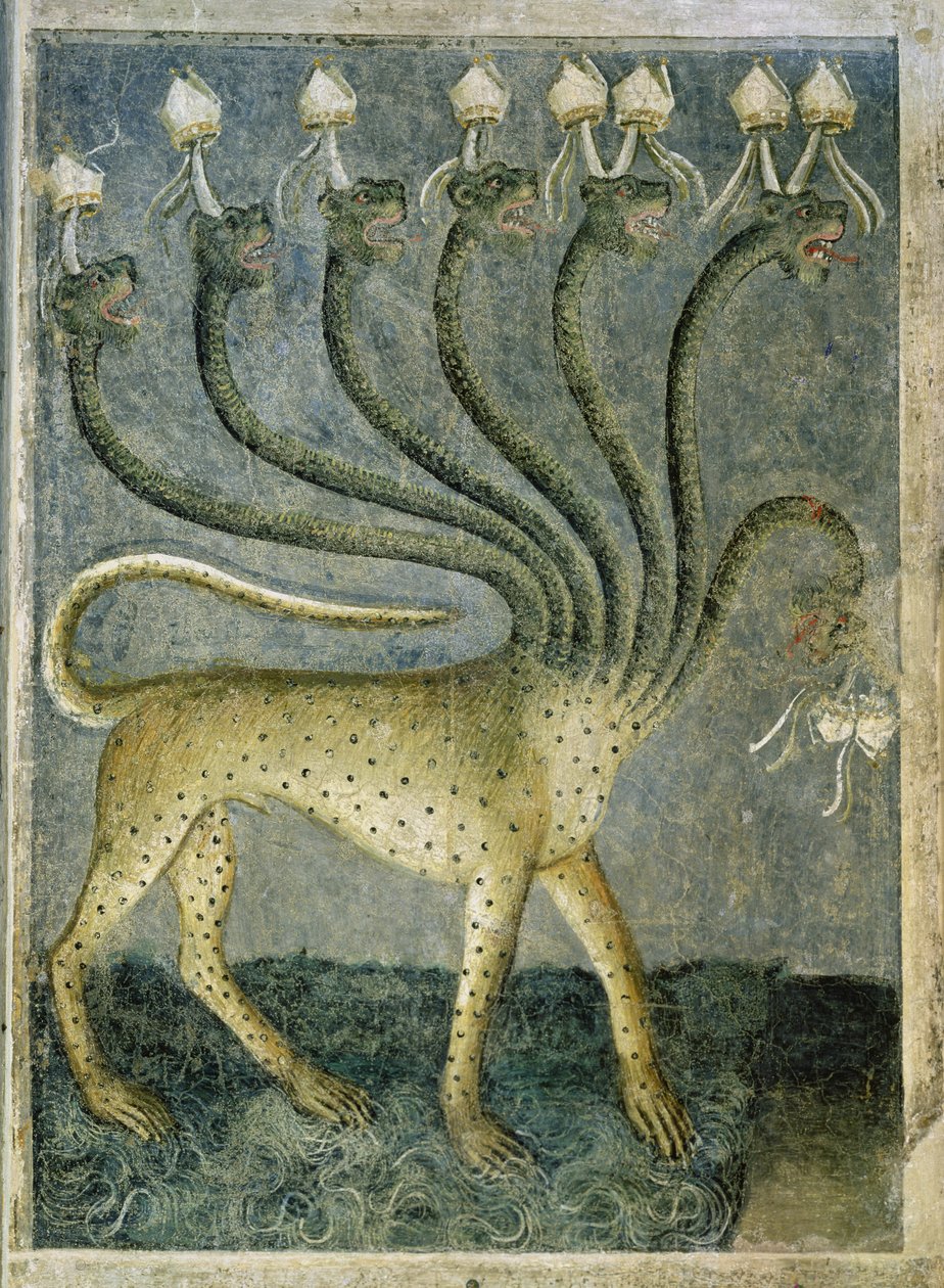 A besta de sete cabeças vindo do mar, 1360-70 de Giusto di Giovanni de Menabuoi