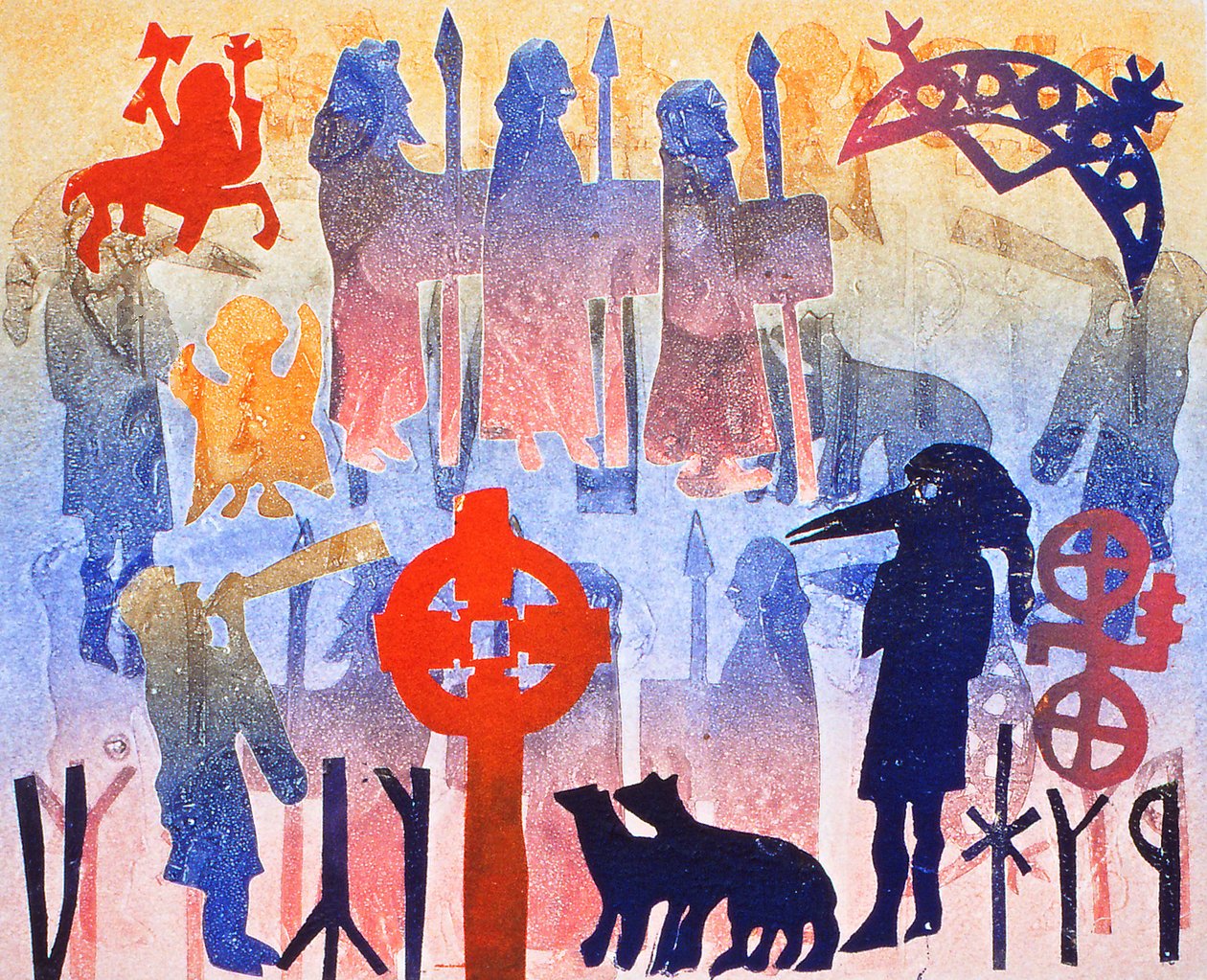 Dias do arco-íris, 2000 (monoprint) de Gloria Wallington