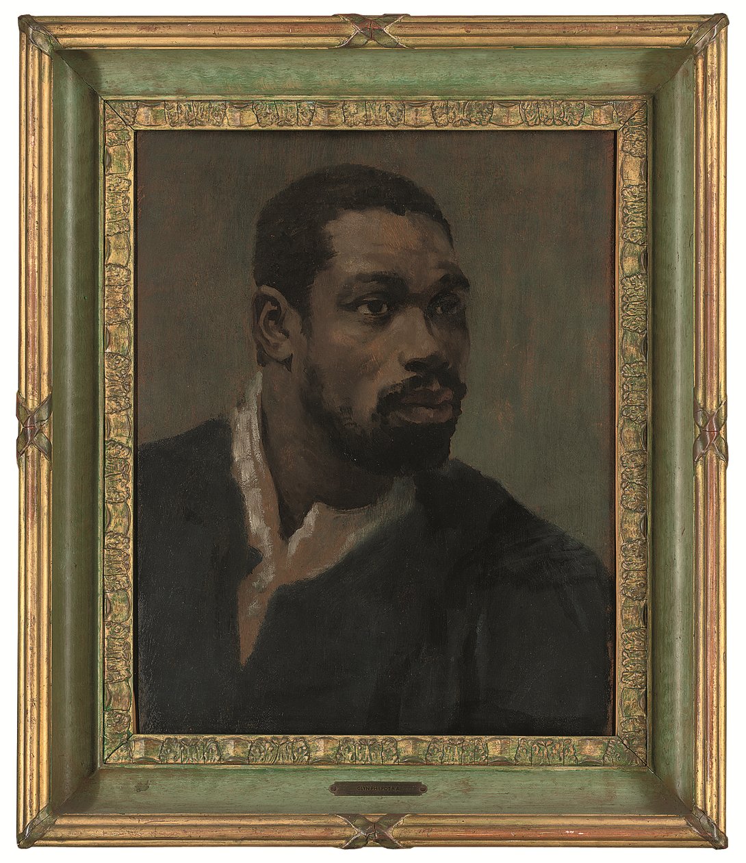 Cabeça de um Preto, emoldurado (óleo sobre painel) de Glyn Warren Philpot