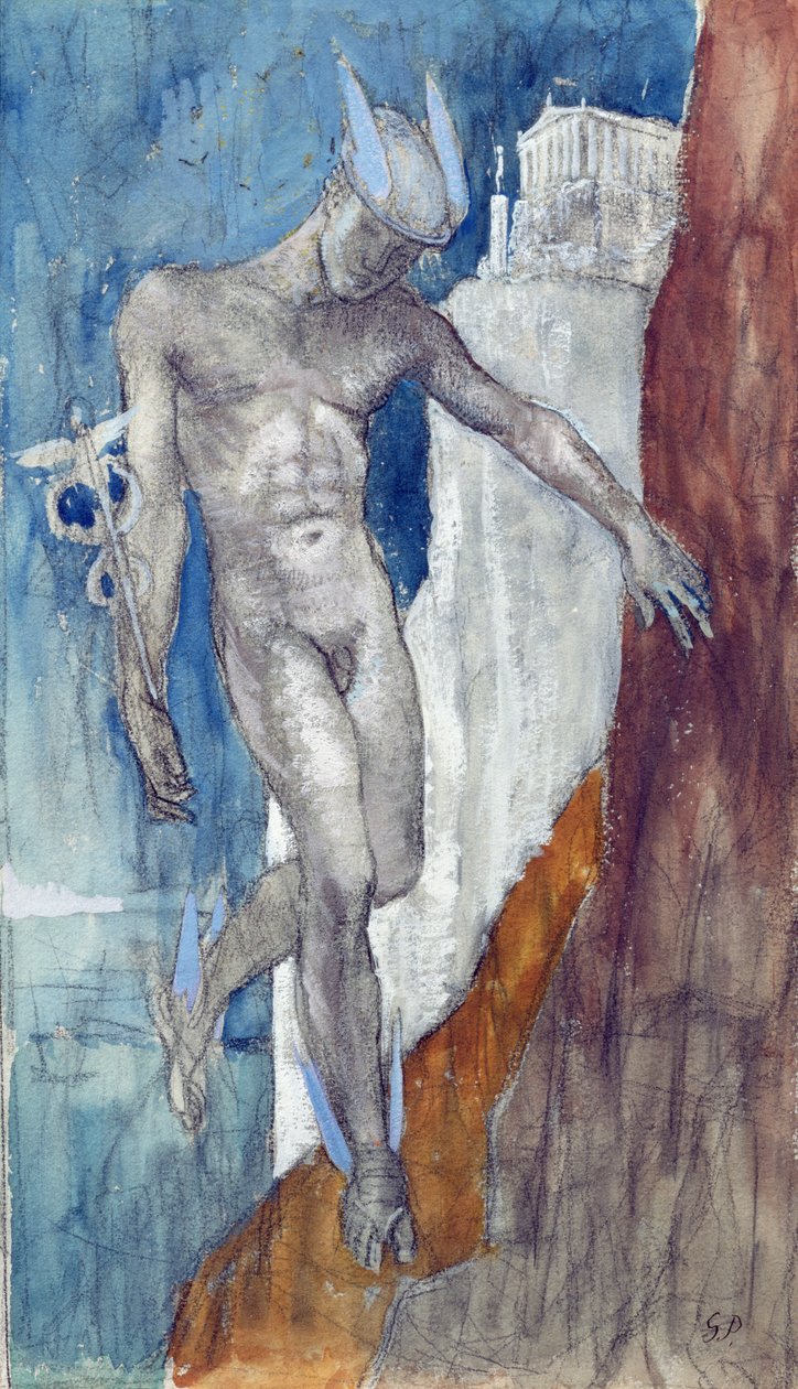Hermes Descending (lápis e vaso sanitário) de Glyn Warren Philpot