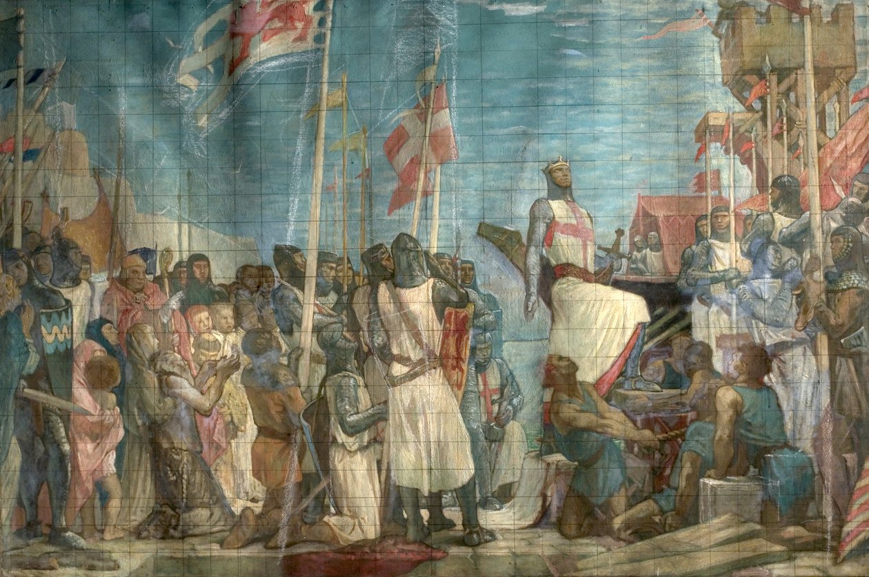 Ricardo Coração de Leão Embarca na Terceira Cruzada, 1927 de Glyn Warren Philpot