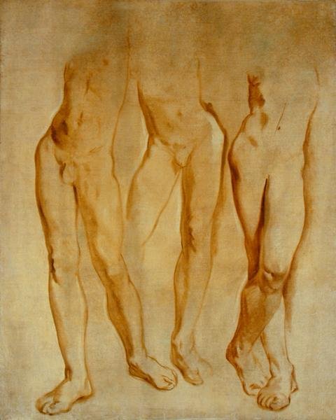 Três Estudos de um Nu Masculino (óleo sobre tela) de Glyn Warren Philpot
