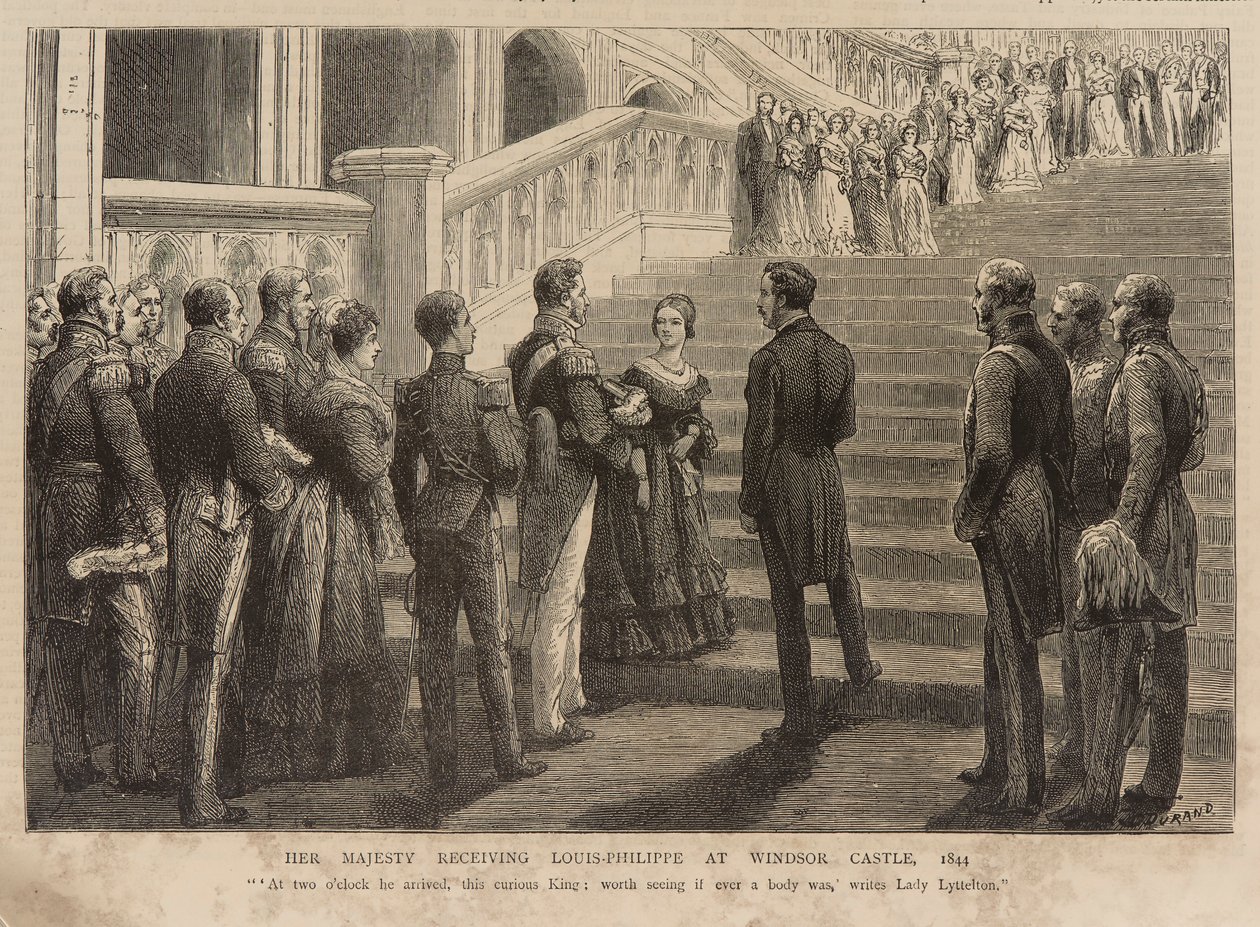 Rainha Vitória recebendo o Rei Louis Philippe no Castelo de Windsor de Godefroy Durand