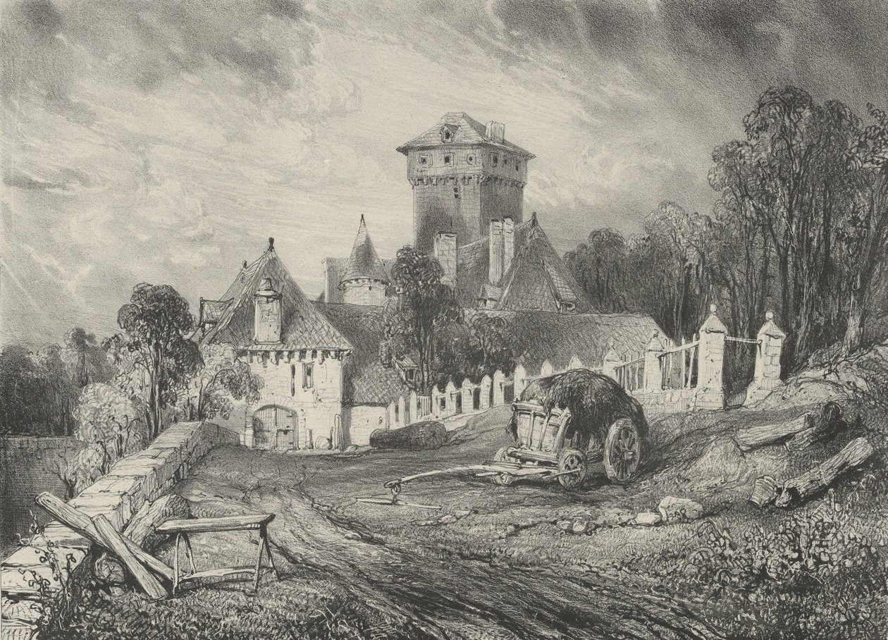 Castelo de Pesteil em Polminhac, 1832. de Godefroy Engelmann