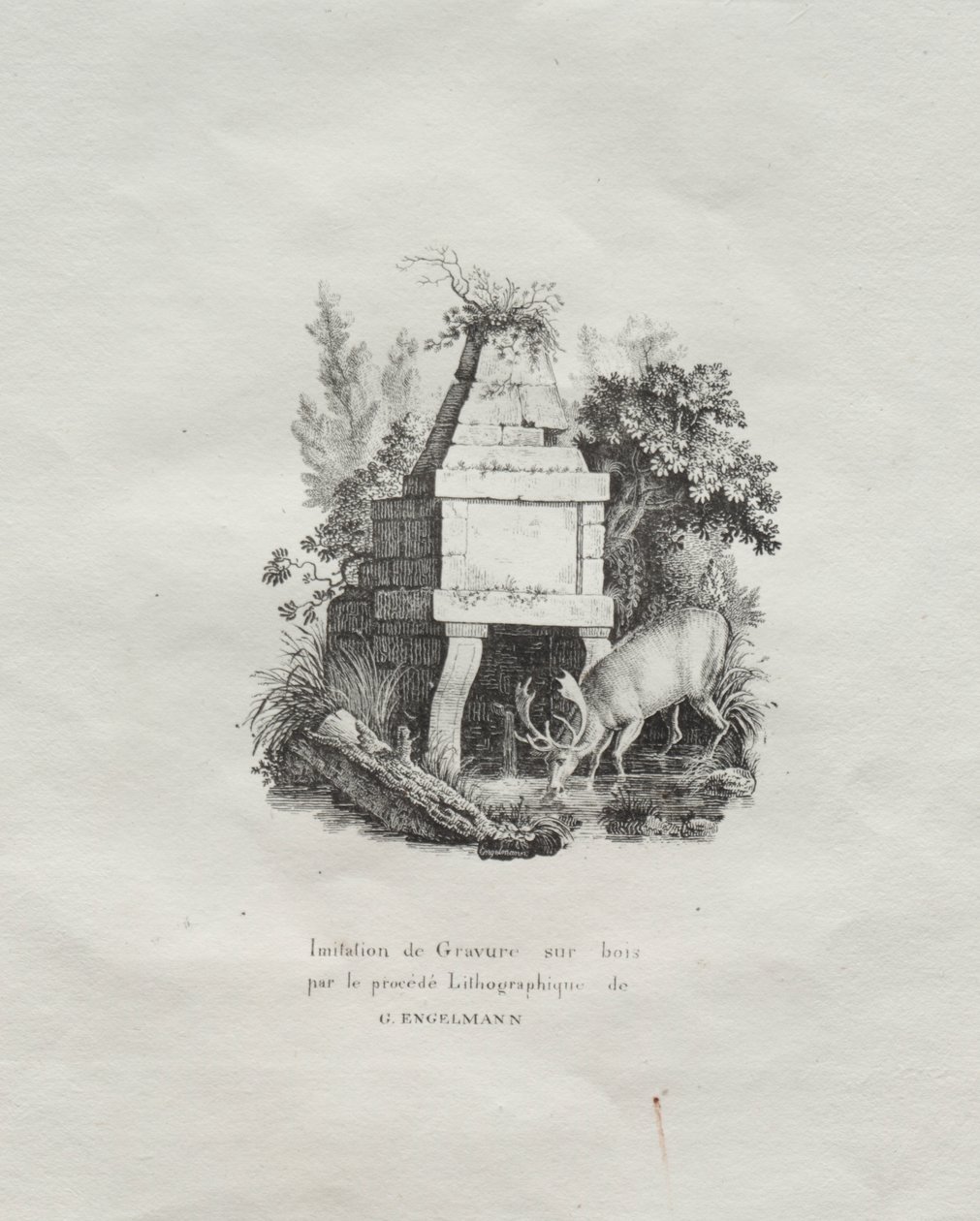 Coleção de ensaios litográficos: uma xilogravura imitando uma fonte de Godefroy Engelmann