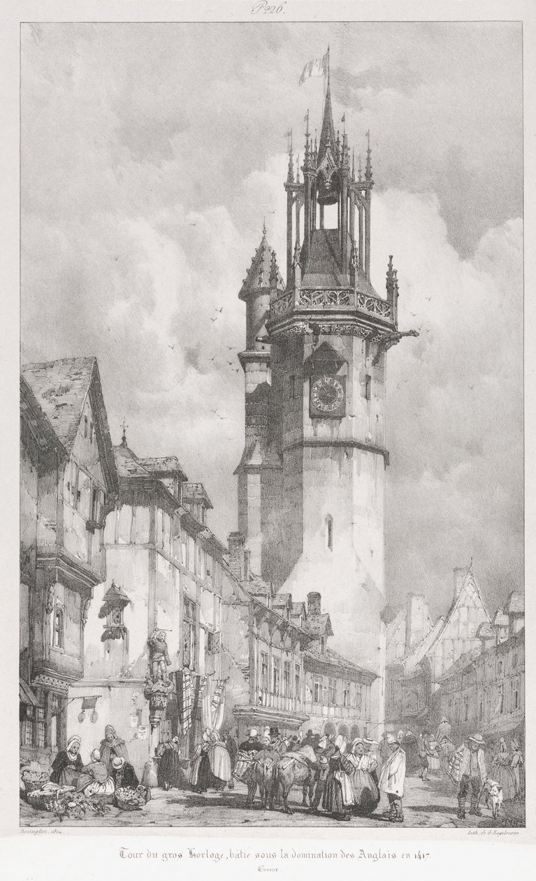 Viagens pitorescas e românticas na França Antiga, Normandia: Tour du Gros-Horlage, Évreux de Godefroy Engelmann