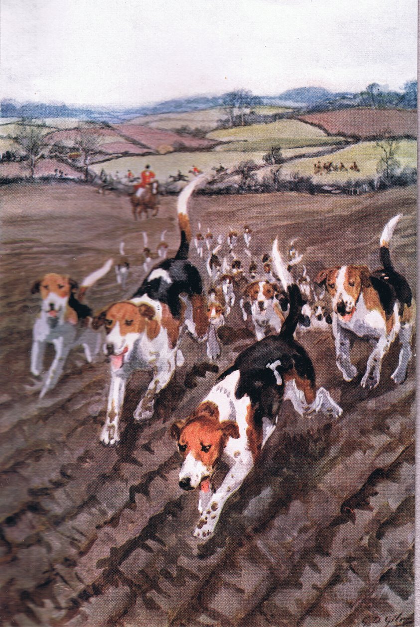 Em Utrumumque Paratus: Em um bom galope com cães e cavalos, de Poems of Adam Lindsay Gordon publicado por TN Foulis, 1912 de Godfrey Douglas Giles