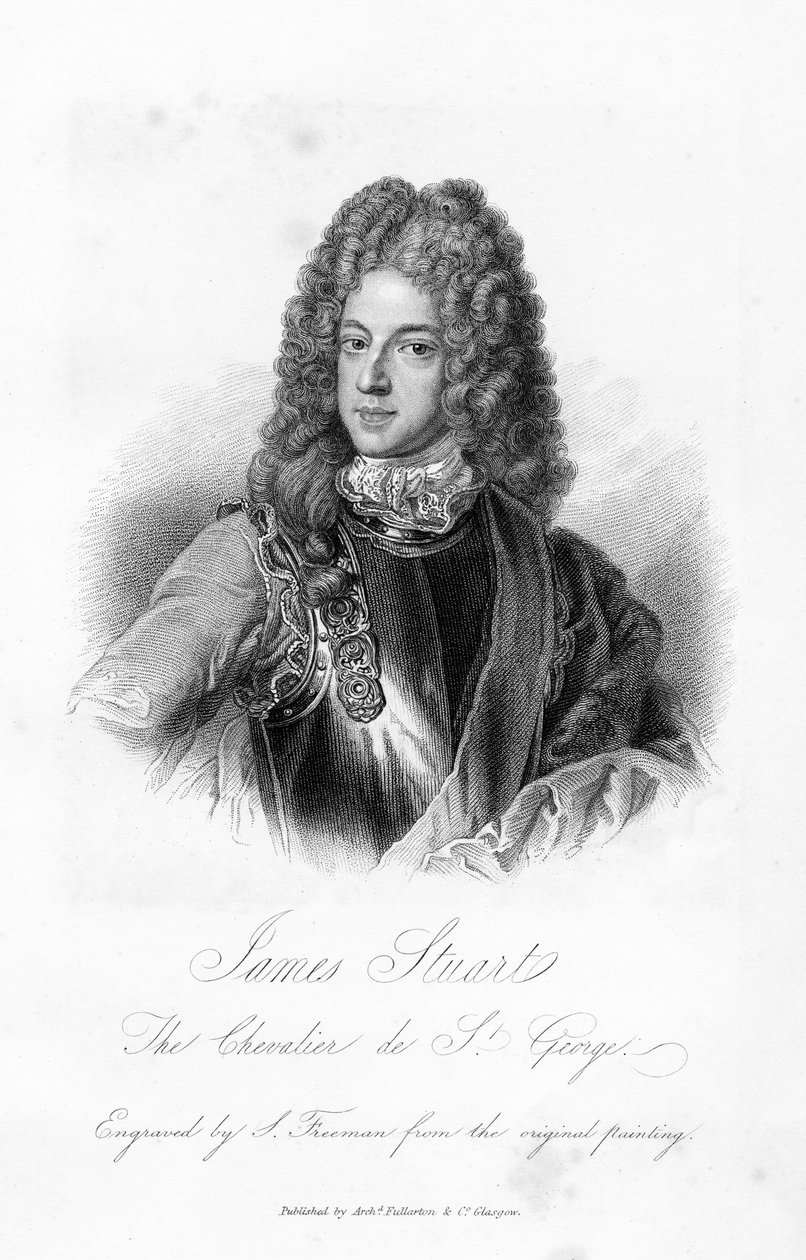 James Stuart, o Chevalier de S. George, impressão feita por S. Freeman, c.1845 de Godfrey Kneller