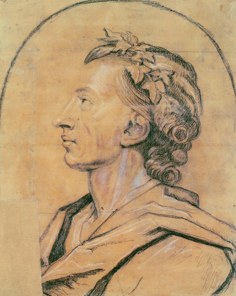 Retrato de Alexander Pope (carvão e giz branco sobre papel) de Godfrey Kneller