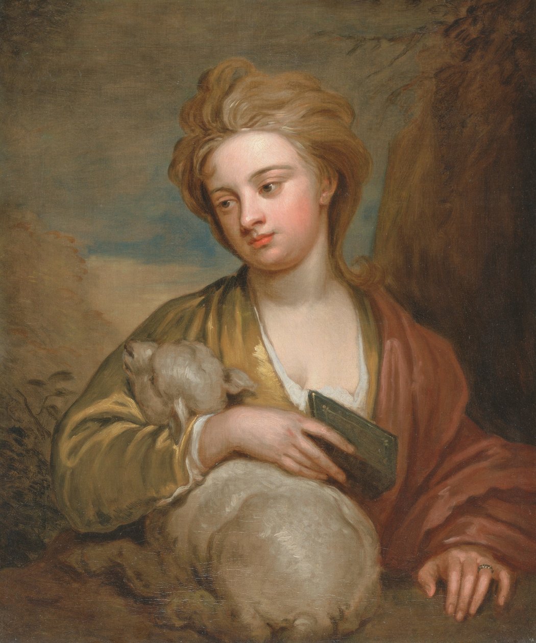 Retrato de uma mulher como St. Agnes, tradicionalmente identificada como Catherine Voss de Godfrey Kneller
