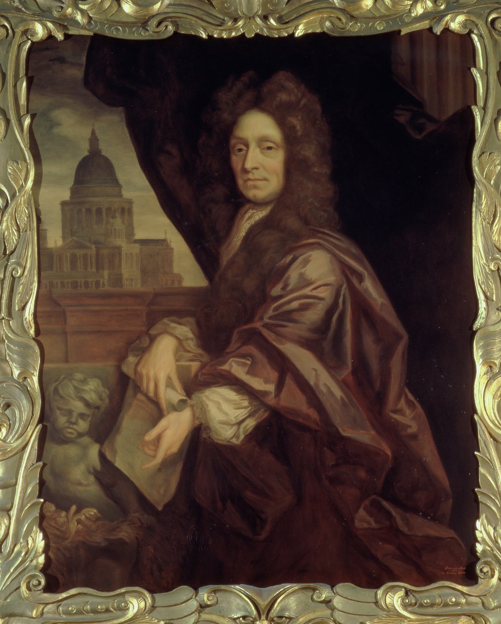 Sir Christopher Wren (1632-1723) copiado por Edmund Dyer de Godfrey Kneller
