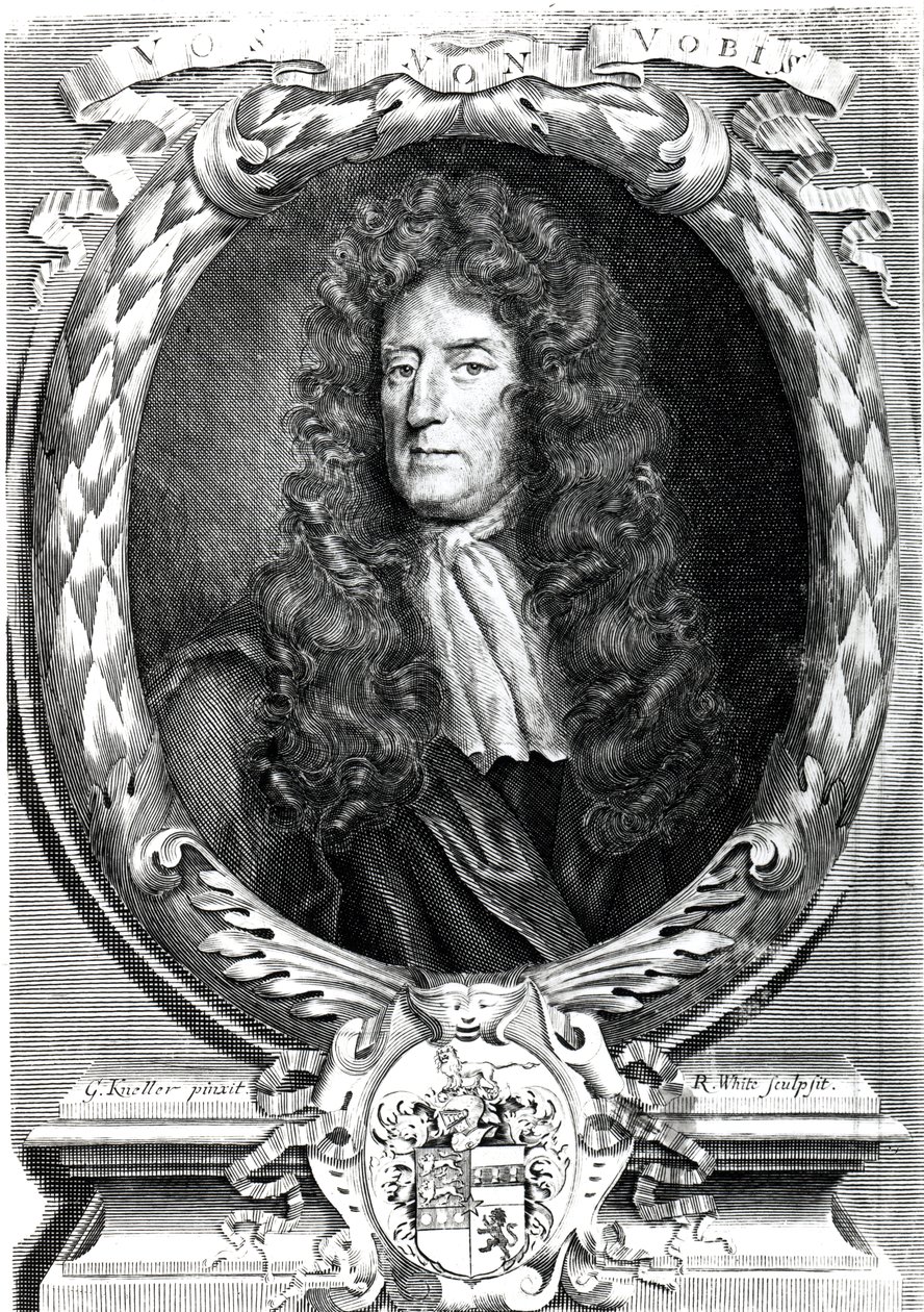 Sir Roger L&39;Estrange, gravado por Robert White, 1684 de Godfrey Kneller