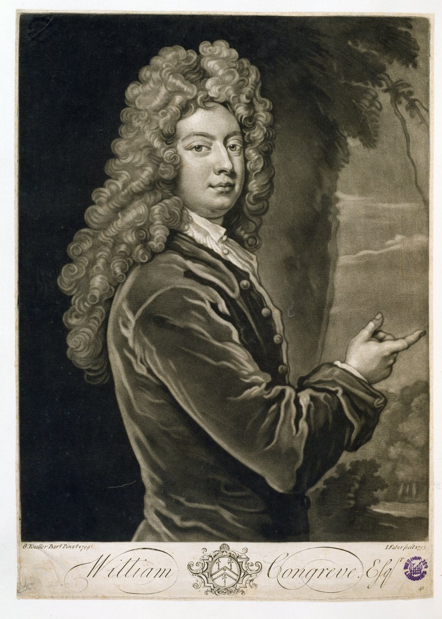 William Congreve (1670-1729), gravado por John Faber (1684-1756), 1733 de Godfrey Kneller