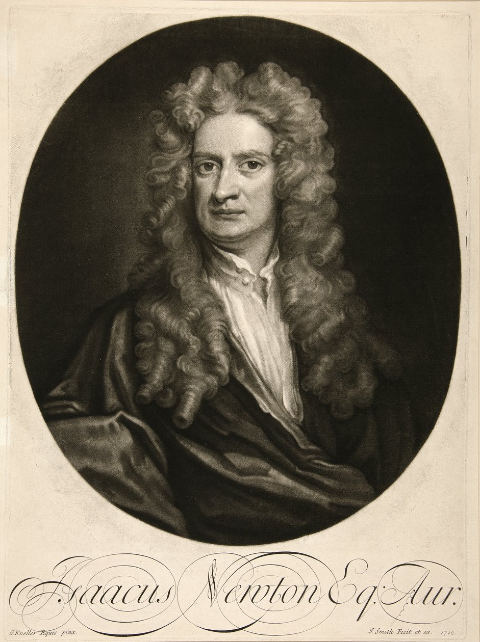 Isaacus Newton, Esq., pub. 1712 (gravura) de Godfrey (after) Kneller