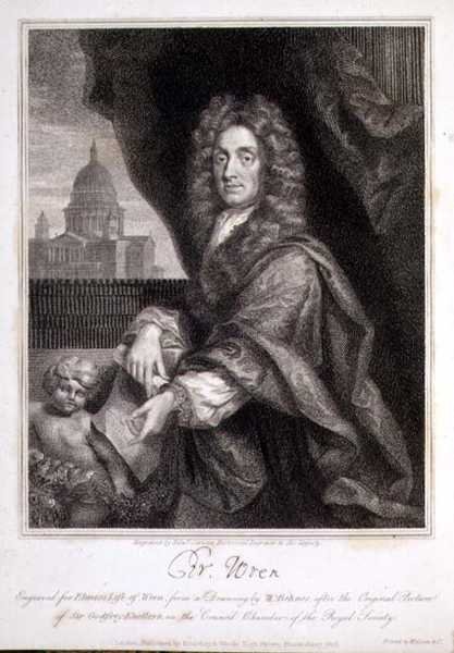 Retrato de Christopher Wren gravado para a 