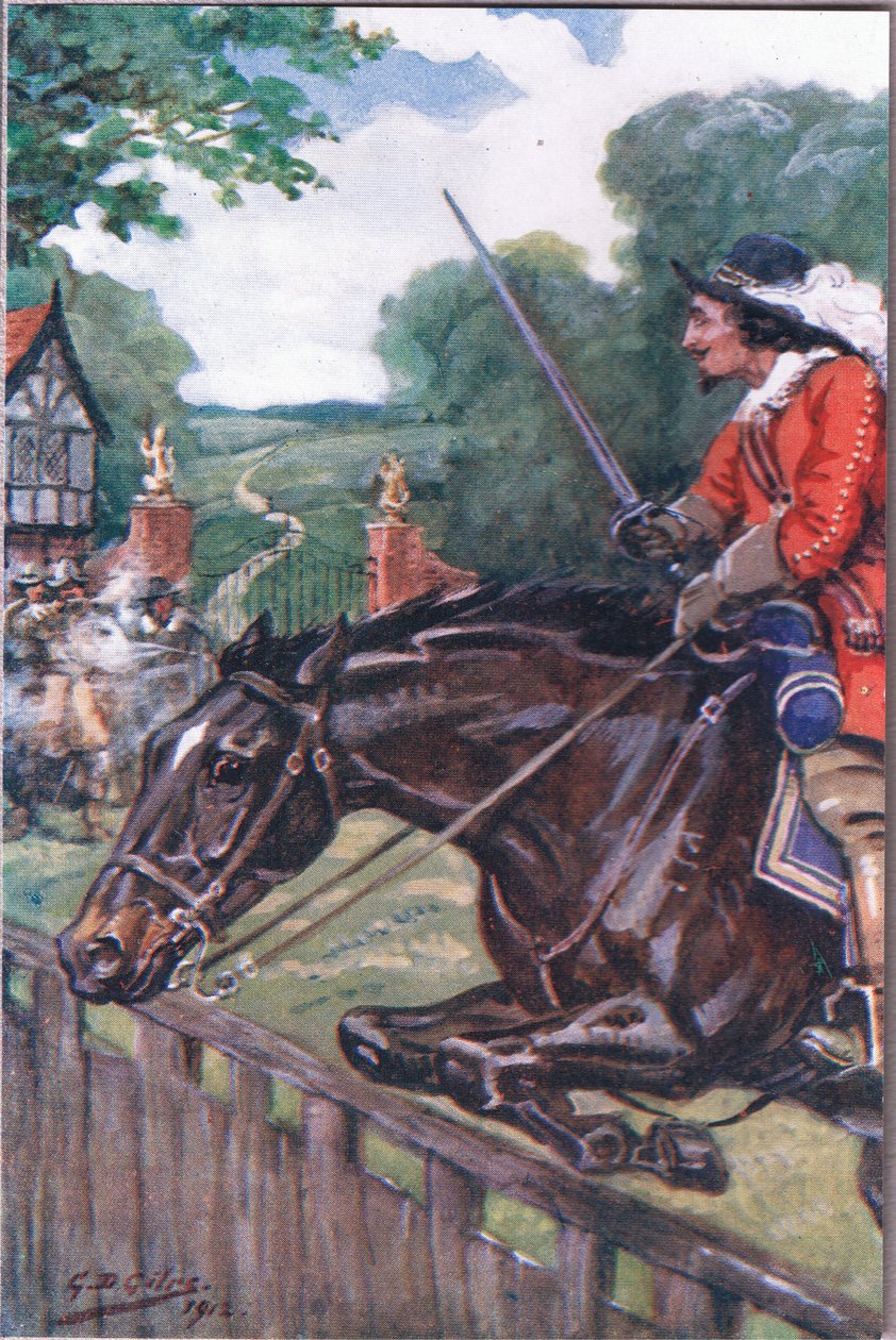 O Romance de Britonmarte: Mas ela limpou por polegadas a tábua de carvalho, de Poems of Adam Lindsay Gordon publicada por TN Foulis, 1912 de Godfrey Douglas Giles