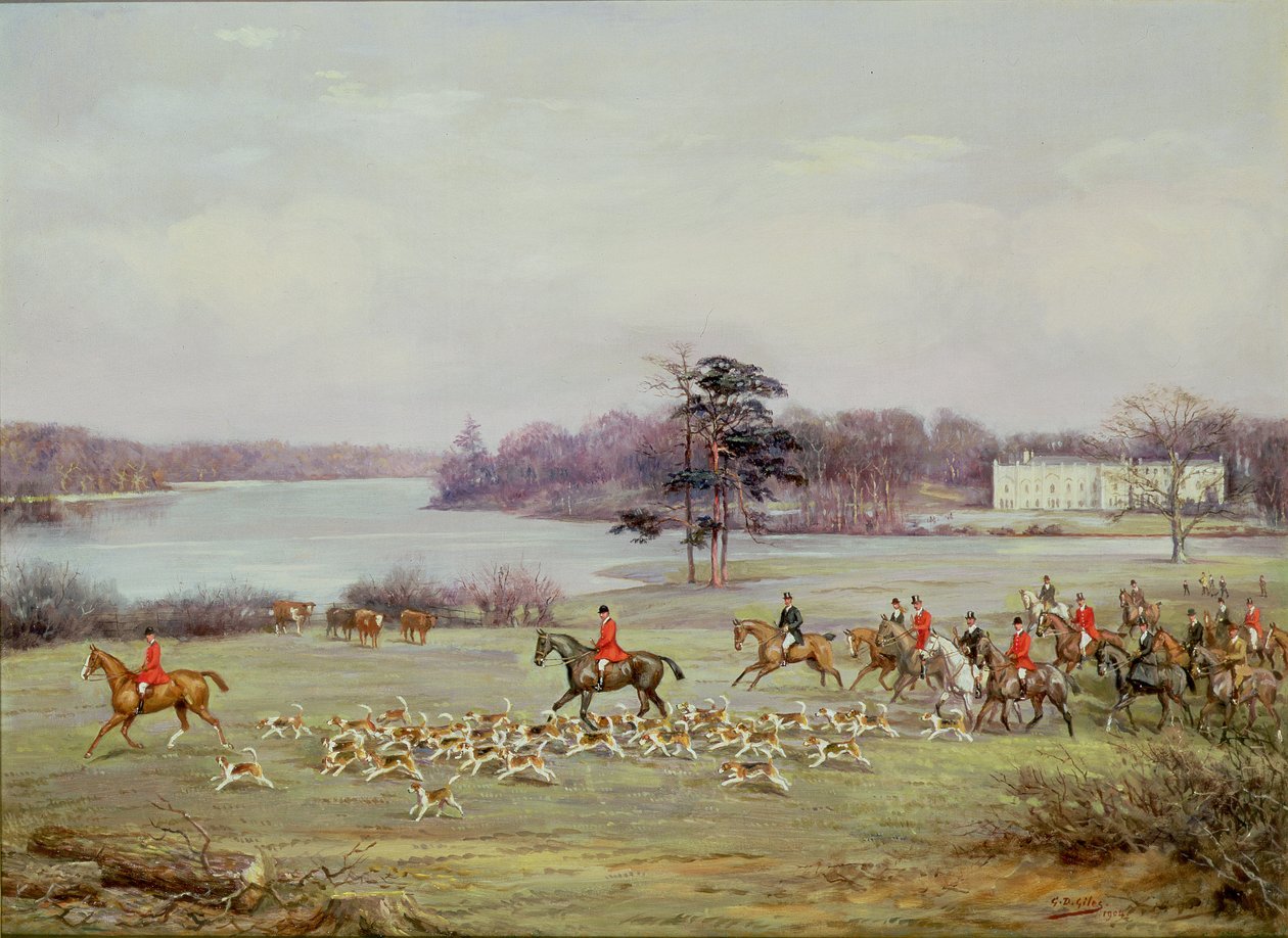 A caça ao sul de Cheshire em Combermere Park, 1904 de Godfrey Douglas Giles