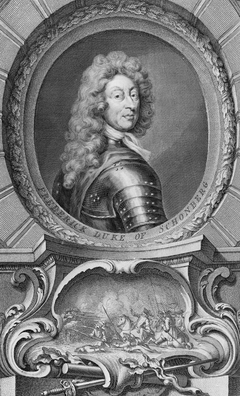 Frederico, duque de Schomberg (1615-90) gravado por Jacobus Houbraken (1698-1780) de Godfrey Kneller
