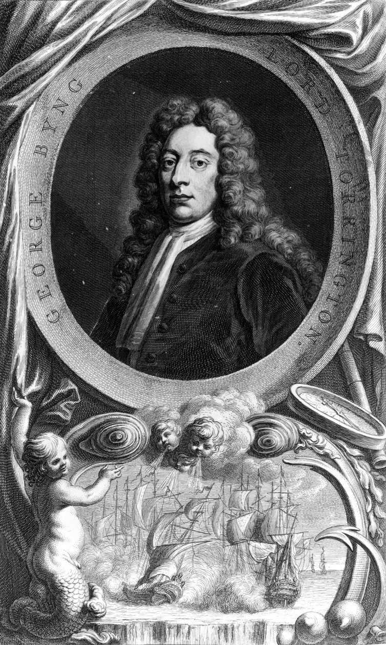 George Byng, 1º Visconde Torrington, gravado por Jacobus Houbraken, 1747 de Godfrey Kneller