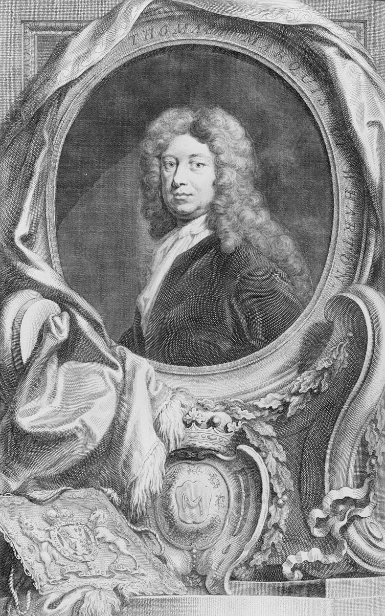 Retrato de Thomas Marquis, da Wharton (1648-1715), gravado por Jacob Houbraken (1698-1780), publicado por P. Knanton, 1744 de Godfrey Kneller